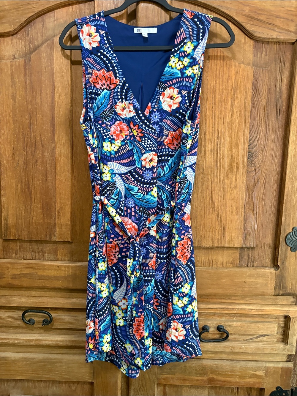 DR2 Navy Floral Tie-Front Mini Dress